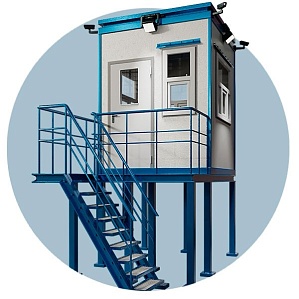 Пост охраны на подиуме 1,5 метра с лестницей 2000х2000 мм